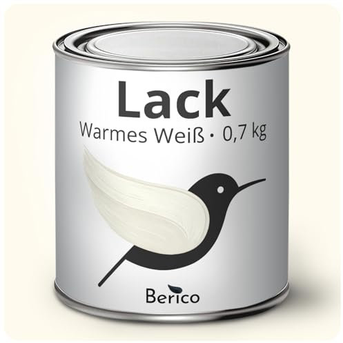 Berico Acryllack - Warmes Weiss/Reinweiss RAL 9010-0,7 Kg - 4in1 Lack Möbellack - Für Innen und Außen