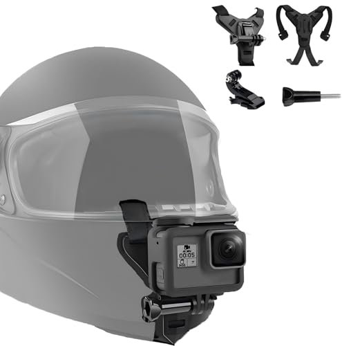 Support Casque de Moto Menton pour GoPro Hero 13/12/11/10/9/8/7/6/5/4, Insta360 Ace Pro/2 X5 X4 X3, DJI OSMO Action 5 Pro Action 4/3, Silicone Antidérapant, Action cam Accessoires