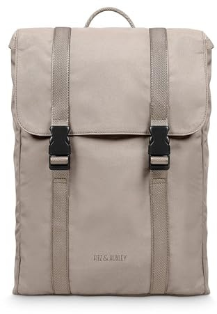 FITZ & HUXLEY Ocean Pack Rucksack 12L Damen Herren mit Laptopfach 16 Zoll | Recyceltes Meeresplastik, vegan, wasserabweisend, Anti-Diebstahl-Fach, Tagesrucksack für Uni, Arbeit, Reise, hellgrau