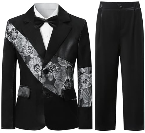 Sliktaa Boys Chinese Style Three Piece Suit Blazer Shirt Set Black 12 Years