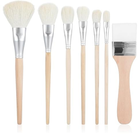 Jeffdad 7 PCS Mop Brush for Acrylic Painting, Versatile Blending Mop Brushes Paint Brushes Set with Wooden Handle for Acrylic Painting Watercolor Oil Painting Face Body Art