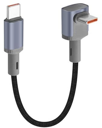 YACSEJAO 90 Grad USB C Ladekabel 15CM Geflochten Kurz 100W Schnellladung | Rechtwinkliges USB C auf USB C Kabel mit Chip,Aufladen Datenübertragung,Tragbares,Robustes für Phone,Laptop,Powerbank