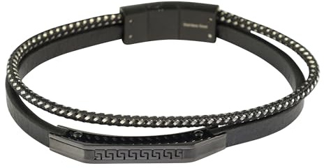 Akzent Armband Herren - Premium Armband Herren in Schwarz aus Kunstleder, 100% Wasserfest & Hautverträglich