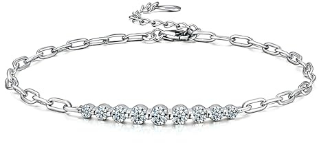 UNIQAL Germany | Moissanit Armband Damen 925 Sterlingsilber 1,21–4,95 g, 0,02–3,00 Karat, D Farbe VVS1, verstellbar, mit GRA Zertifikat, Diamantoptik