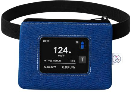 Insulinpumpentasche Jeans Blau mit Sichtfenster und flexiblem Bauchgurt | Diabetiker Reise Tasche für Kinder und Erwachsene (3-99 Jahre) – Diabetes Zubehör passend für alle Insulinpumpen