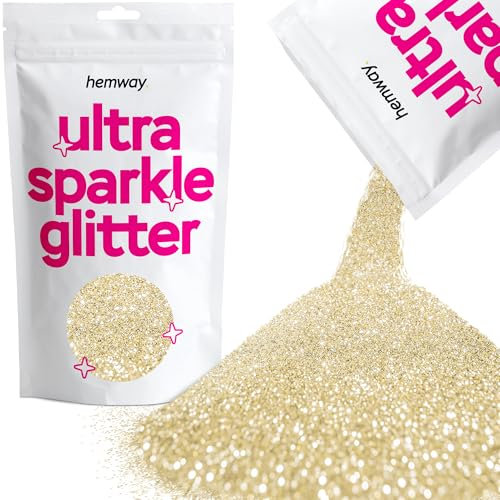 Hemway Ultra Sparkle Glitter - Champagne Gold | 100g Metallic Flakes for Resin & Epoxy Crafts | Supplies for Tumblers, Festival, Hair, Face, Body, Eye & Nail Art Decoration