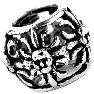 NKlaus Bartperle Clip Silber, Ritterkreuz, Totenkopf, 925 Silber, 1 Stück | Innendurchmesser: 5,7mm; 10,5x8mm; Gewicht: 1,4g; Biker-Motiv