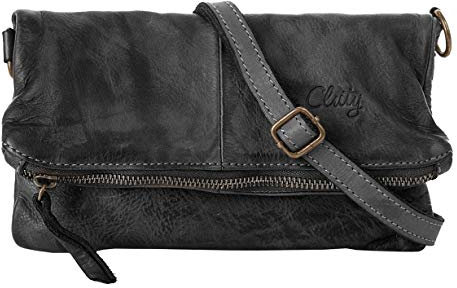 Cluty Abendtasche Echt Leder Damen | Made in Italy, Clutch mit Schulterriemen, Handtasche mit Magnetverschluss, kleine Umhängetasche aus Leder | 019553