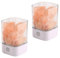 NUZAMAS Set di 2 Lampada a Sali 5W Natural Himalayan Rosa Crystal Therapeutic Rock Minerale 12V USB Light Camera da letto, ufficio, Outdoor, Camping, Lampada Yoga, Multi-Colors (Square White)