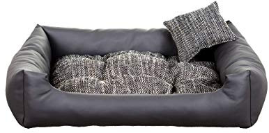 Gutekissen® Hundebett aus Ökoleder Hundebett Hundesofa Hundeliege Hundekissen Kunstleder Hundeschlafplatz - Langlebige Materialien und hohe Qualität EKO (XS - 55x45, Dunkelgrau)