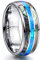 NUNCAD Herren/Damen Ringe mit Abalone Muschel und Opal aus Wolfram Breit 8mm Partner Ring Freundschaftsring Größe 52 (16.6)