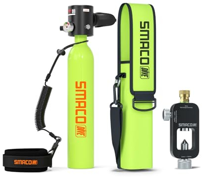 SMACO S300 Mini Tauchflasche, 0,5L Tragbare Taucherflasche | Kleine Aluminium-Ponyflasche für Freizeittauchen, Bootsreinigung, als Luftreserve und für den Strandurlaub