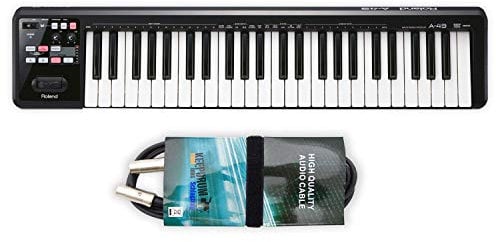Roland A49 BK USB controlador MIDI Negro + keepdrum Cable MIDI 2m