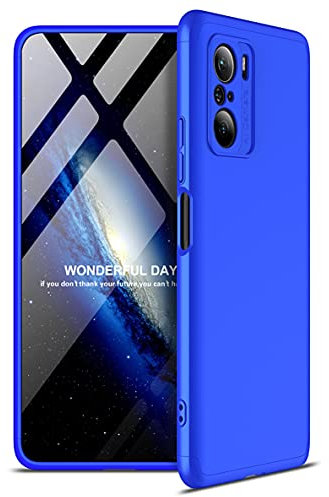 ZSCHAO Funda para Xiaomi Mi 11i 5G 360 Grados Slim Fina Antigolpes +Cristal Templado Carcasa Funda Compatible con Xiaomi Mi 11i 5G Dura rigida Libro Ultrafina Armor Completa Mate Case Cover Azul