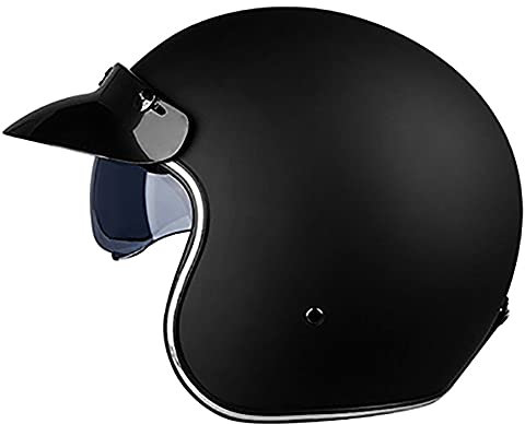 Woljay Retro Casco Moto Jet 3/4 Visiera aperta Mezza Caschi con Visiera Parasole per Scooter Uomo Donna Adulto DOT/ECE (Medium, Nero Opaco)