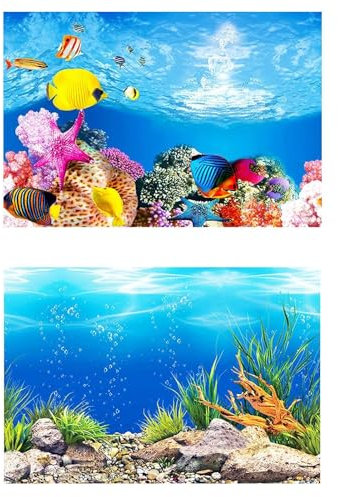 Aquarium Background Poster Ocean Self-adhesive Fish Tank Backdrop Sticker Decor Valentine's Day/Mother's Day/Wedding/Anniversary/Party/Graduation/Christmas/Birthday Gifts - S