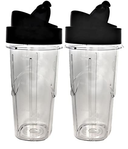 Blendin Replacement Jar with Flip Top to Go Lid, Compatible with Oster Pro 1200 Blenders (2 Pack,24 Ounce)