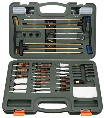 Boosteady Kit di pulizia della pistola Kit di pulizia della pistola con custodia per il trasporto per fucili a pistola Fucili a pompa .22 .243 .270 .30 20GA 12GA .357 .40 .45