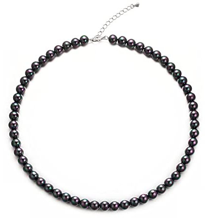 Aleasha Perlenkette Damen schwarz perlenkette Kurze perlenkette mit 8mm Hochzeit Bräute Schmuck