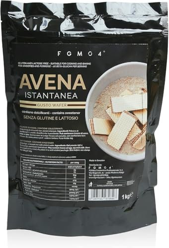 FGM04 - Avena istantanea in Polvere 1000 g - Ideale per Porridge, Pancake, Shake proteici - per Colazione Fitness e Snack - Confezione da 1 KG (1 Unità (Confezione da 1), Wafer)