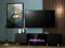 Meuble TV Noir 180x49x40cm avec Cheminée chauffante intégrée Palace sur Pieds