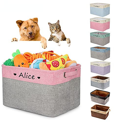 Personalisierte Faltbare Hundespielzeug Korb Freien Druck Name Storage Box Welpe Katze Benutzerdefinierte Spielzeug Organisieren Lagerung Haustier Zubehör (S 30x20x12cm)