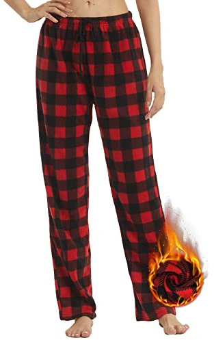LANBAOSI Damen Karierte Schlafanzughose weich Pyjamahose für Frauen Jogging Hose Lange Blickdicht Sporthose Ideal zum Schlaf,Lauf und Spaziergang