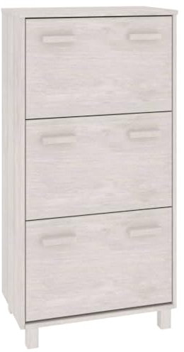 vidaXL Schuhschrank HAMAR Weiß 59,5x35x117 cm Massivholz Kiefer