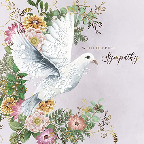 Paper House Trauerkarte, Taube und Blumen mit Folien-Finish, umweltfreundlich und recycelbar