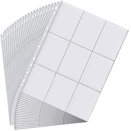 Relota 40 stück Sammelkarten Hüllen Doppelseitiger 720 pockets, Karten Sleeves Transparent, Leere Sammelmappe Folien 11 Löcher, Sammelkartenzubehör für Pokemon Spielkarte, Basketball/Fußball Karten