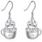 POPLYKE Drachen Ohrringe für Mädchen 925 Sterling Silber Tasse Katze Dangle Ohrringe Nette Tier Leverback Ohrringe Schmuck Geschenk für Damen