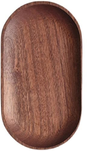 Bandeja de frutas, plato de postre redondo de madera maciza, vajilla, bandeja de madera, plato de aperitivos, plato de frutas secas, plato de madera de Color nogal, bandejas de comida ( Size : Medium