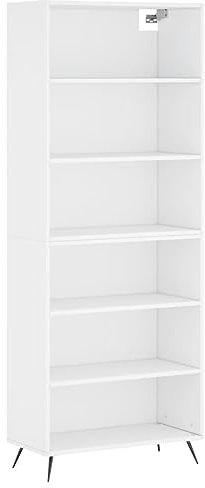 vidaXL Highboard, Sideboard mit viel Stauraum, Bücherschrank Bücherregal mit Metallbeine, Mehrzweckschrank für Wohnzimmer, Modern, Weiß Holzwerkstoff