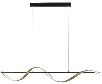 Paul Neuhaus LED Leuchte Q-Swing Smart Home, dimmbar warmweiß – kaltweiß, Alexa kompatibel, Fernbedienung, geschwungenes Design (Pendelleuchte, Anthrazit/Messing)