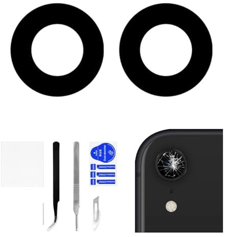 2 set per iPhone XR OEM obiettivo fotocamera posteriore con biadesivo ricambio per iPhoneXR originale posteriore fotocamera lente vetro con kit di riparazione completo pinzette per A1984 A2105 A2106