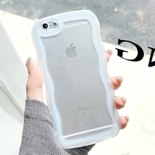 rafamau Curly Wave Frame Girl Case for iPhone 6s/6, Cute Pretty Girly Phone Case for Teen Girls Women Aesthetic Soft Silicone Slim Fit Protective Cover 4.7-inch (Clear)