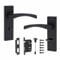 Golden Grace Victorian Scroll Astrid Door Handles Bathroom WC Toilet Complete in Matt Black with (GG) 64mm Bathroom Mortise Lock - 150mm x 40mm Backplate