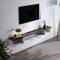 Warmiehomy Floating TV Unit Wall Mounted TV Unit with Router and Cable Holes Media Wall Units for Living Room (White & Dark Brown, 140cm)