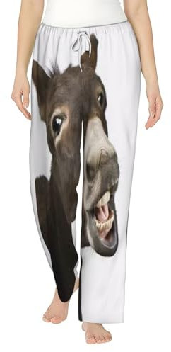 ASEELO Damen Pyjamahose Kaktus Wüste Sonnenuntergang Hose Pyjama Bequem und Atmungsaktiv Nachtwäsche -, Lustiger Esel, L