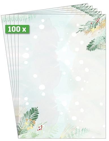 SIGEL DP481 Briefpapier Weihnachten Christmas Forest Watercolor, A4, 100 Blatt, Weihnachtsbriefpapier aus nachhaltigem Papier für Weihnachtspost, Angebote, Einladung, Menükarte