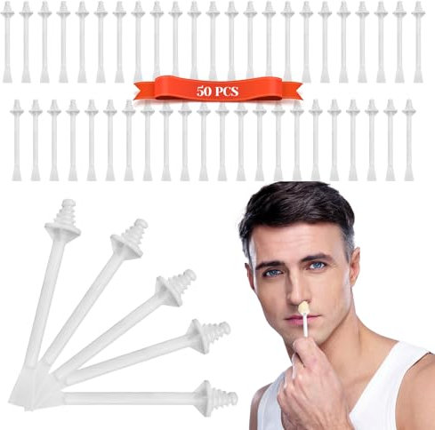 50 Pièces Bâtonnets Applicateurs de Cire de Nez - Épilation Nasale pour Nettoyer Narines, Poils du Visage et Enlever Poils