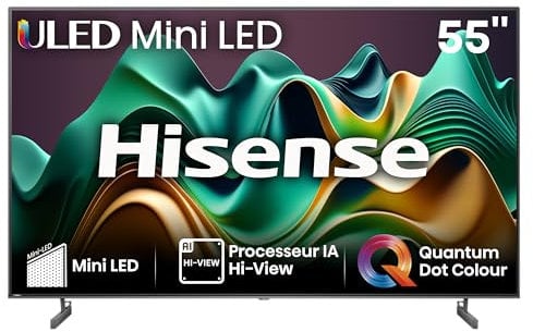 Hisense 55U6NQ - Mini-LED TV, 55 Pulgadas, con Quantum Dot Colour, Full Array Local Dimming, Modo Juego 60 Hz VRR 120 fps, Dolby Vision & Dolby Atmos,AirPlay,Procesador Hi-View Engine (Nuevo 2024)