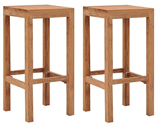 ZEYUAN Barhocker 2 STK Barstuhl, Bar Chair, Bar Stools, Tresenstuhl, Barstool, Thekenhocker, Tresenhocker, Küchenhocker, Bar Accessories, Massivholz Teak