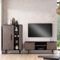 Wohnwand Wohnmöbel Set in Graphit mit braun 2-teilig | 1 Highboard, 1 Lowboard