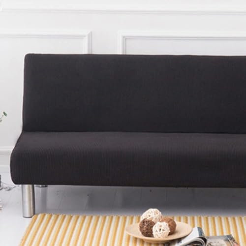 WWQQKJ Sofabezug ohne Armlehnen, einfarbig, 2/3-Sitzer, dehnbar, schmutzabweisender Bezug for Schlafsofa, waschbar, rutschfest, faltbar, Clic-Clac-Sofabezug(Black,190-230cm)