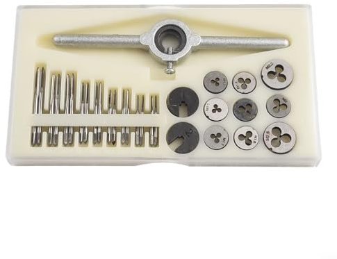 Metrisches Gewindeschneider-Set, komplettes M1 bis M2,5 Gewindeschneidwerkzeug mit Windeisen Zubehör, 31-teilig