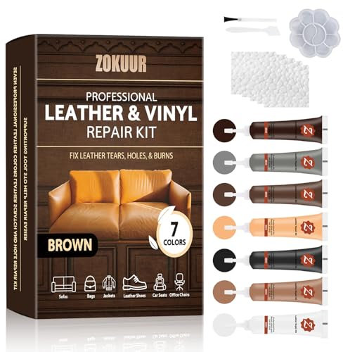 Kit Reparation Cuir, Kit de Réparation en Vinyle et Cuir, Reparation Cuir Voiture, Pâte Réparatrice Cuir, pour Réparer Les Rayures sur Les Sièges de Voiture, Les Canapés, Les Vestes, etc (7 Couleurs)