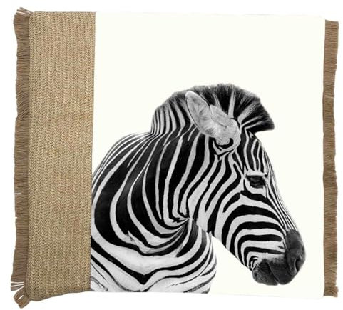 MACOSA U144268 Deko-Kissen Zebra oder Elefant 30 x 50 cm 45 x 45 cm Beige Grau inkl. Füllung Sofakissen Afrika Dekokissen mit Reißverschluss Zierkissen Deko Couchkissen (45 x 45 cm)