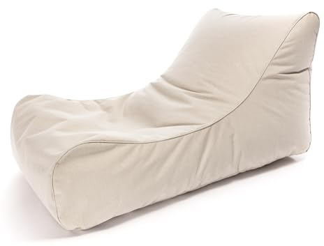 Ecopuf Master Sitzsack Chaise Longue für den Außenbereich, Sitzsack mit Seitentasche, Füllung aus Polystyrol-Kugeln, Maße 115 x 65 x 60 cm.