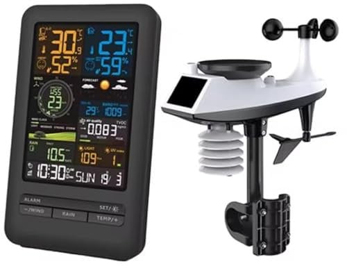 Stazione meteorologica WiFi 2,4 GHz, con sensore esterno 7 in 1 433 MHz + dati solari/meteo tramite WIFI Smartlife TUYA cellulare APP/previsioni meteo, sensore esterno, anometro e sensore di